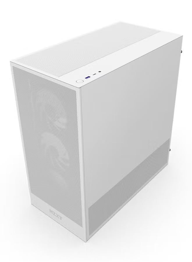 NZXT H5 Flow RGB White Mid-Tower ATX Case, High Airflow Mesh Design, Tempered Glass, 2x 120mm RGB Fans, Up to 360mm Radiator Support, USB 3.2 Type-C & Type-A Ports, Cable Management System, Tool-less Panels, 2.5” & 3.5” Drive Bays, White | CC-H52FW-R1 - Image 4